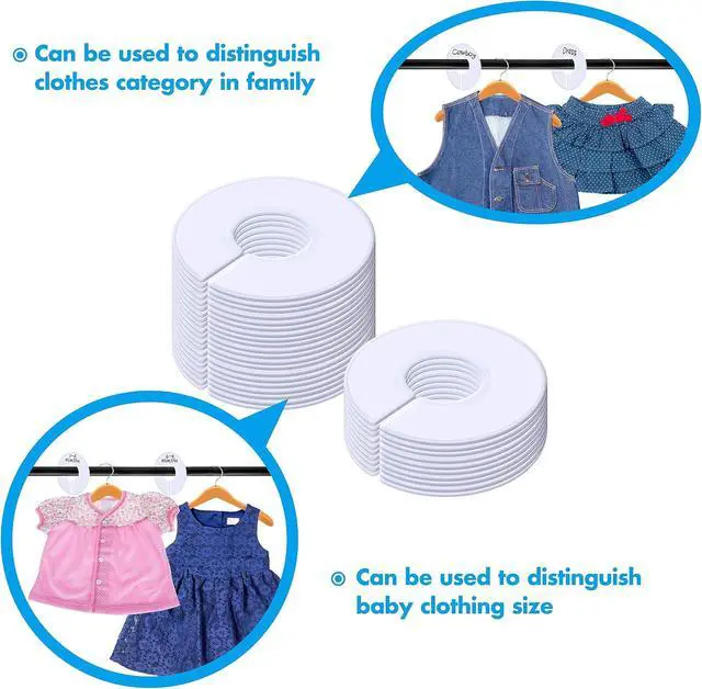 Alt view image 5 of 6 - Vantasii 30 Pack White Round Clothing Size Closet Rack Dividers Hangers with 1 Bonus Marker (Outer 3.5, Inner 1.38 in Diameter)
