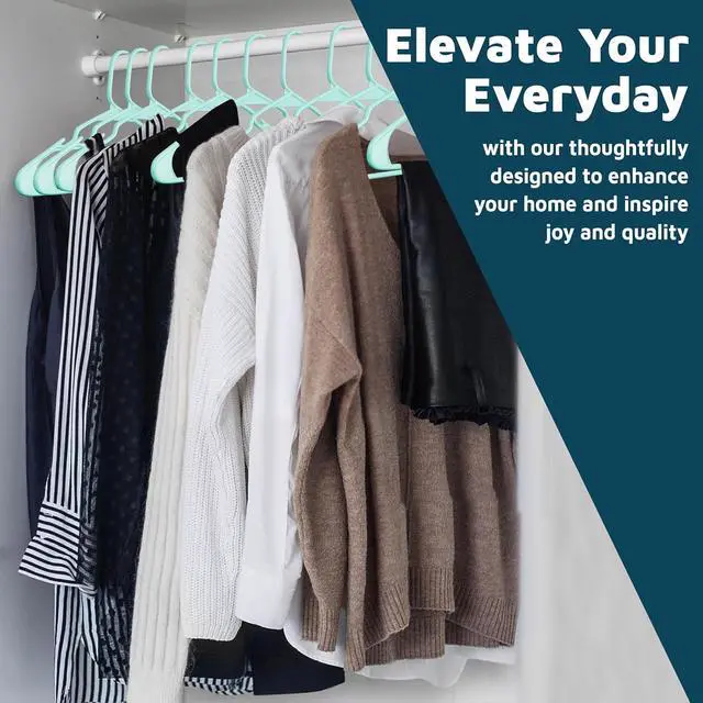 Alt view image 3 of 7 - Lifemaster Plastic Clothes Hangers Heavy Duty Hanger Set, for Organizing Clothes, Dresses, and Coat, Holds Up to 5 lbs, Space-Saving Hangers with Non-Slip Shoulder Grooves, Pack of 10, Aqua