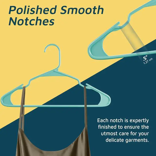 Alt view image 7 of 7 - Lifemaster Plastic Clothes Hangers Heavy Duty Hanger Set, for Organizing Clothes, Dresses, and Coat, Holds Up to 5 lbs, Space-Saving Hangers with Non-Slip Shoulder Grooves, Pack of 10, Aqua
