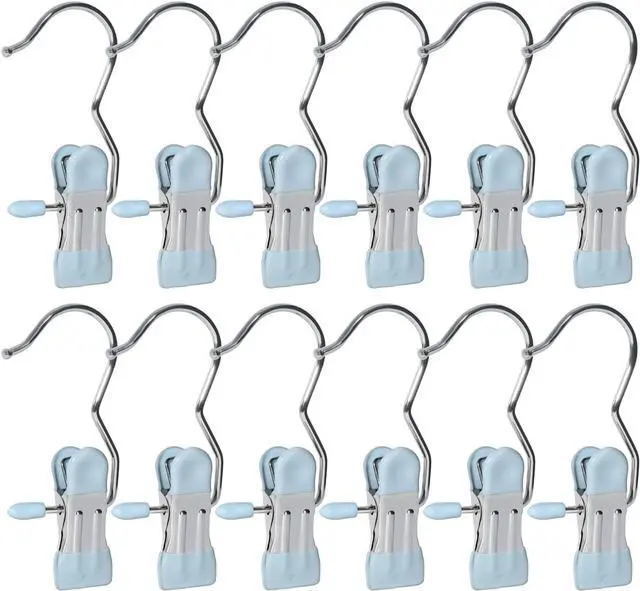 Main image of 15/30Pcs Upgrade Double Head Clamp Dipped Clothespin for Laundry Hooks with Clips, Boot Holder, Hanging Clips, Portable Multifunctional Hangers Single Clip Space Saving for Jeans, Hats (15, Blue)