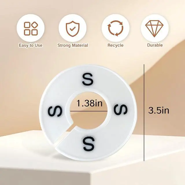 Alt view image 2 of 7 - BRBASAP 8 Packs Round Size Rings for Clothing Racks Closet Dividers Tags and Markers for Retail Clothes Write-On Circle Sizing Separators for Rack Hangers Round Sizer for Rods and Organizers