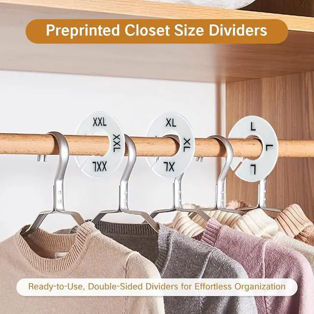 Alt view image 3 of 7 - BRBASAP 8 Packs Round Size Rings for Clothing Racks Closet Dividers Tags and Markers for Retail Clothes Write-On Circle Sizing Separators for Rack Hangers Round Sizer for Rods and Organizers