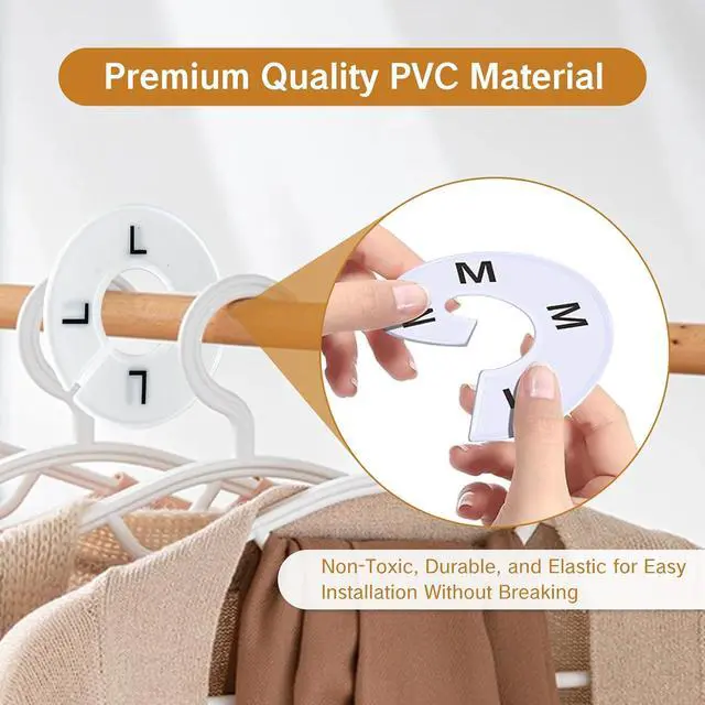 Alt view image 5 of 7 - BRBASAP 8 Packs Round Size Rings for Clothing Racks Closet Dividers Tags and Markers for Retail Clothes Write-On Circle Sizing Separators for Rack Hangers Round Sizer for Rods and Organizers
