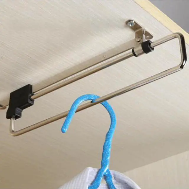 Main image of Heavy Duty Retractable Wardrobe Closet Pull Out Rod, Hanger Trousers Pull Out Hanger Rail Telescopic, Closet Rod for Wardrobe Houseware Clothing Organizer Holder(size:30cm)
