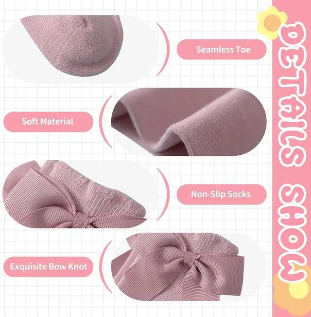 Alt view image 3 of 7 - Zando Baby Knee High Socks With Bow Toddler Long Socks Girls Stockings 0-4T | Soft Cotton Seamless Stockings for Newborn Infant Girls, Stretchy Cute Ruffle Cuff, Durable for Everyday Church Dress Wear