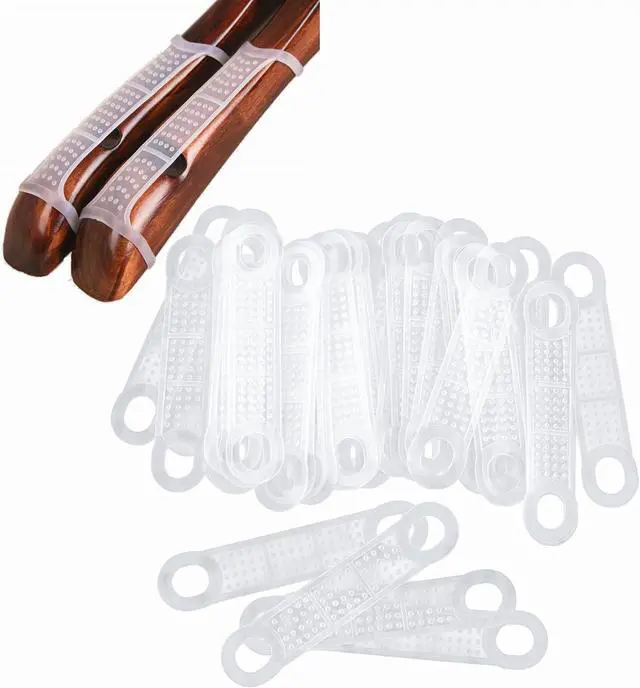 Main image of 50 Pcs Velvet Non Slip Hangers Rubber Hangers Grips Transparent Strips for Wood Plastic Hangers