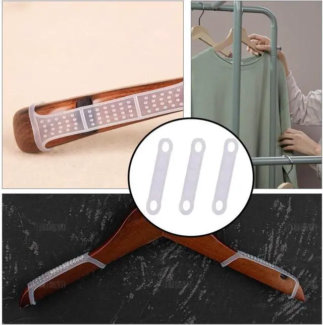 Alt view image 6 of 7 - 50 Pcs Velvet Non Slip Hangers Rubber Hangers Grips Transparent Strips for Wood Plastic Hangers