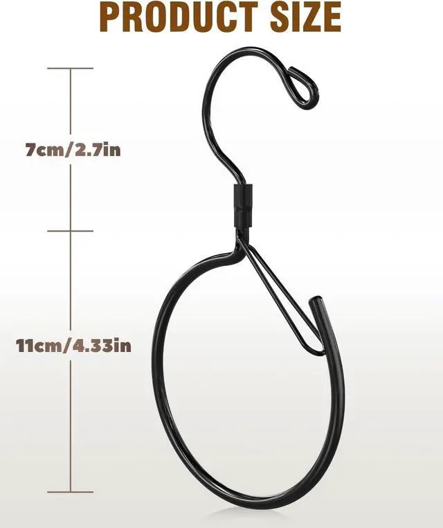 Alt view image 6 of 7 - Supforce 2 Pack Belt Hanger, 360° Swivel Belt Organizer for Closet, Black | S Hook Design, Tangled Belt Relief, Drawer Clutter Control, No Drill Setup, Easy Access, Rust-Resistant, Bedroom/Dorm/RV Use