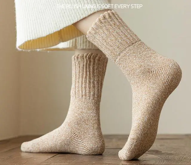 Alt view image 2 of 7 - YZKKE Boots Socks for Women Thermal Winter Solid Thick Warm Wool Crew Sock | Soft Hiking Boot Hosiery Sock,Free Size 5-10, Classic Cozy Cold Winter Fall Gift for Mom Grandma Wife Stocking Stuffers