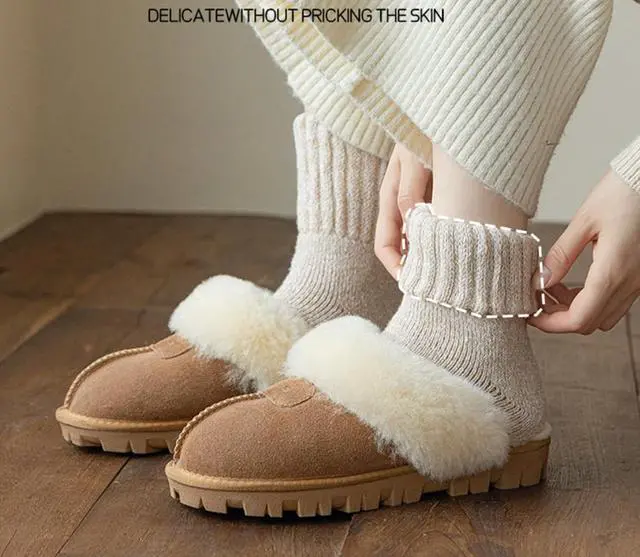 Alt view image 3 of 7 - YZKKE Boots Socks for Women Thermal Winter Solid Thick Warm Wool Crew Sock | Soft Hiking Boot Hosiery Sock,Free Size 5-10, Classic Cozy Cold Winter Fall Gift for Mom Grandma Wife Stocking Stuffers
