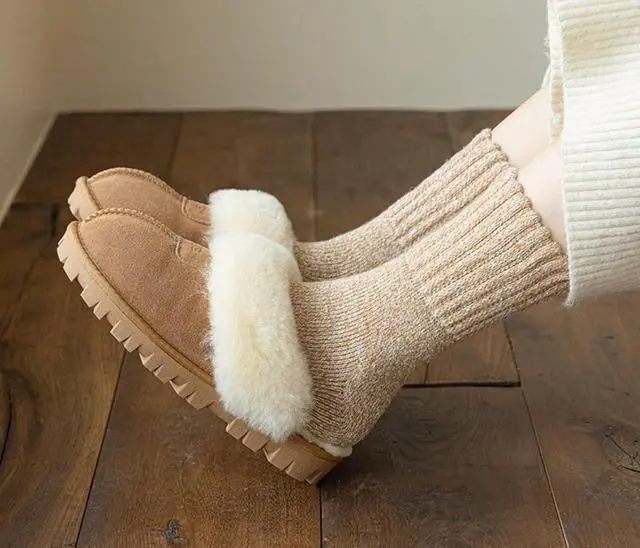 Alt view image 5 of 7 - YZKKE Boots Socks for Women Thermal Winter Solid Thick Warm Wool Crew Sock | Soft Hiking Boot Hosiery Sock,Free Size 5-10, Classic Cozy Cold Winter Fall Gift for Mom Grandma Wife Stocking Stuffers