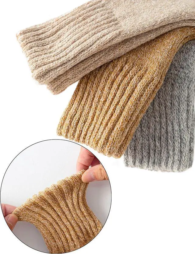 Alt view image 4 of 7 - YZKKE Boots Socks for Women Thermal Winter Solid Thick Warm Wool Crew Sock | Soft Hiking Boot Hosiery Sock,Free Size 5-10, Classic Cozy Cold Winter Fall Gift for Mom Grandma Wife Stocking Stuffers