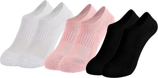 Main image of 3Pairs No Show Socks Womens | ankle socks cheap pure cotton soft breathable Thickened Breathable Pink white black