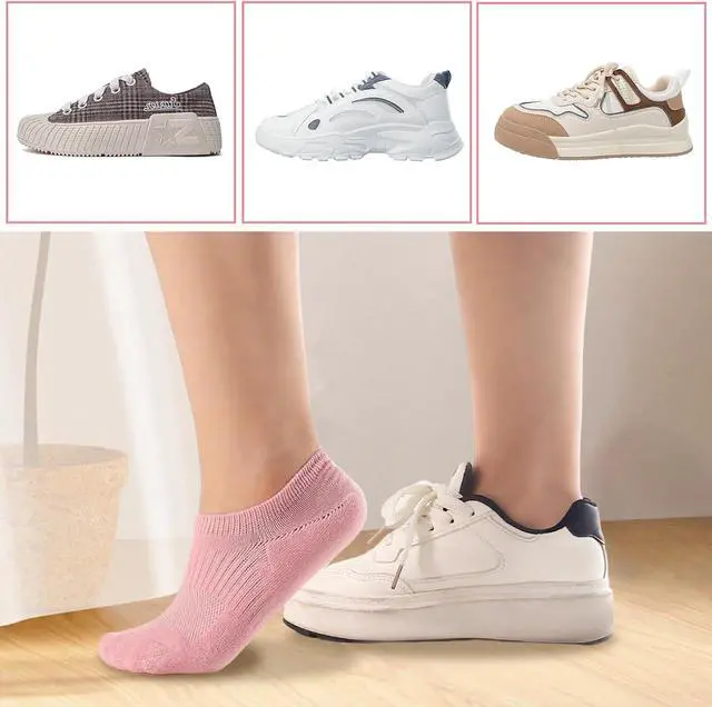 Alt view image 2 of 6 - 3Pairs No Show Socks Womens | ankle socks cheap pure cotton soft breathable Thickened Breathable Pink white black