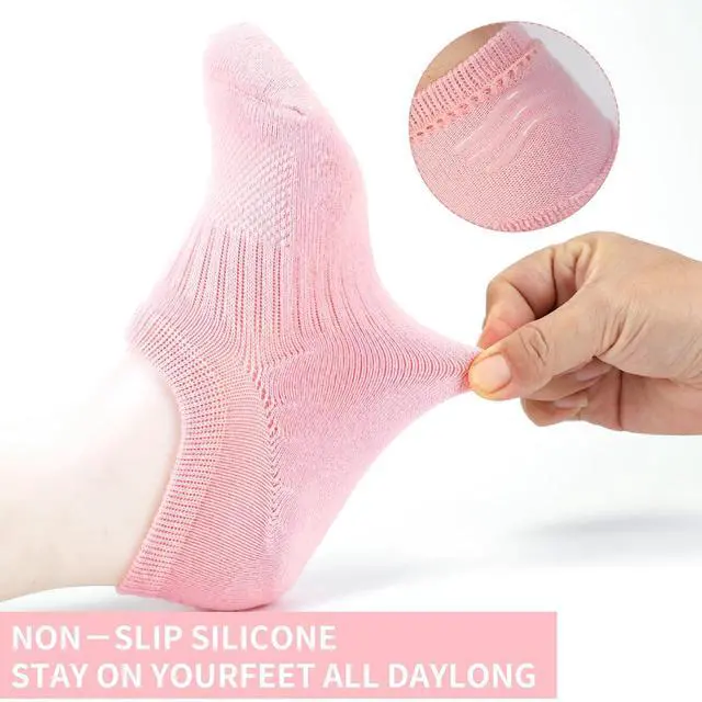 Alt view image 5 of 6 - 3Pairs No Show Socks Womens | ankle socks cheap pure cotton soft breathable Thickened Breathable Pink white black