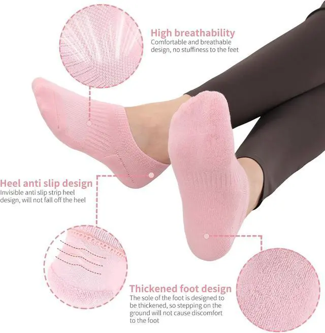 Alt view image 4 of 6 - 3Pairs No Show Socks Womens | ankle socks cheap pure cotton soft breathable Thickened Breathable Pink white black