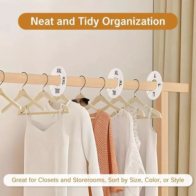 Alt view image 6 of 7 - BRBASAP 8 Packs Round Size Rings for Clothing Racks Closet Dividers Tags and Markers for Retail Clothes Write-On Circle Sizing Separators for Rack Hangers Round Sizer for Rods and Organizers