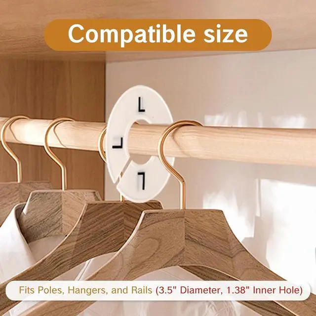 Alt view image 7 of 7 - BRBASAP 8 Packs Round Size Rings for Clothing Racks Closet Dividers Tags and Markers for Retail Clothes Write-On Circle Sizing Separators for Rack Hangers Round Sizer for Rods and Organizers