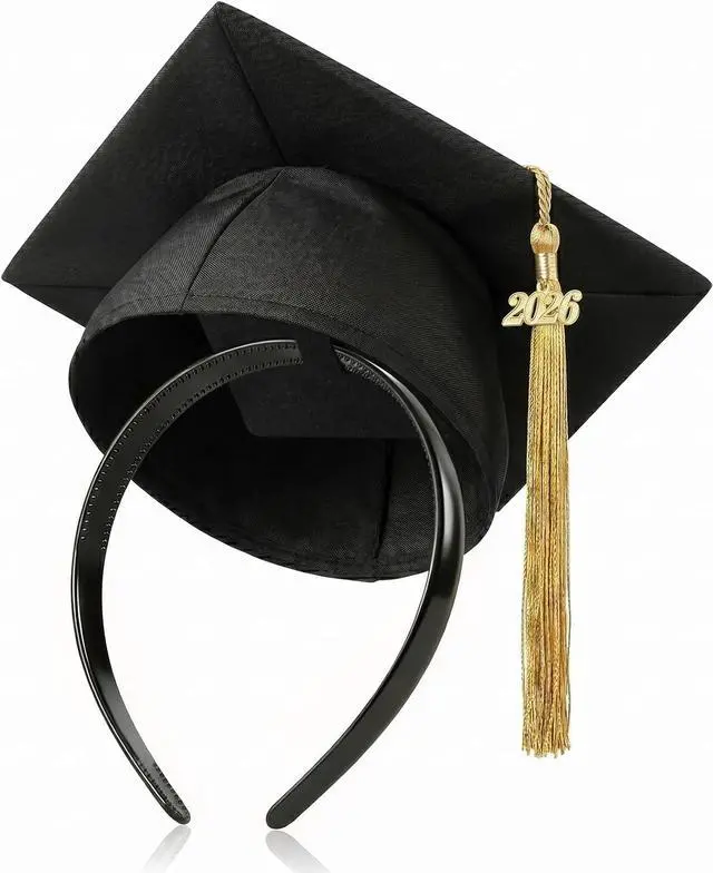 Main image of Black Graduation Cap Headband for Graduation Day | Keeps Graduation Cap Firmly in Place for Photos and Ceremonies, Comfortable for Students and Graduates, Cap Not Included