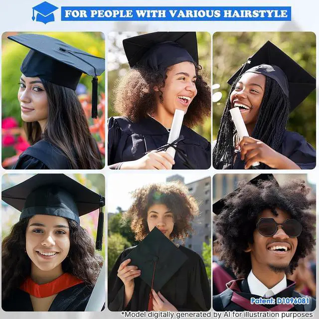Alt view image 4 of 7 - Black Graduation Cap Headband for Graduation Day | Keeps Graduation Cap Firmly in Place for Photos and Ceremonies, Comfortable for Students and Graduates, Cap Not Included