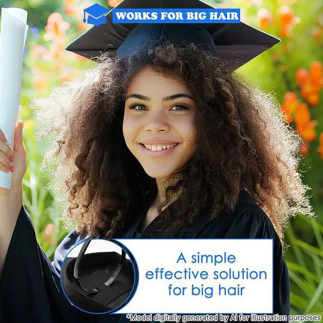 Alt view image 2 of 7 - Black Graduation Cap Headband for Graduation Day | Keeps Graduation Cap Firmly in Place for Photos and Ceremonies, Comfortable for Students and Graduates, Cap Not Included