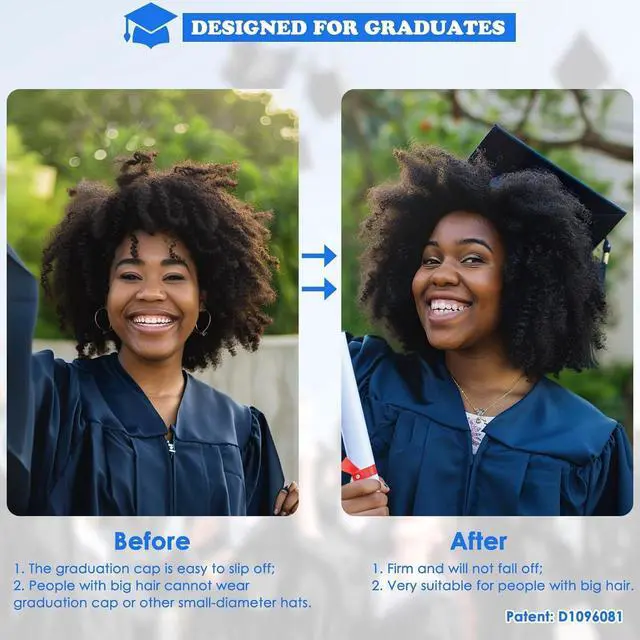 Alt view image 7 of 7 - Black Graduation Cap Headband for Graduation Day | Keeps Graduation Cap Firmly in Place for Photos and Ceremonies, Comfortable for Students and Graduates, Cap Not Included