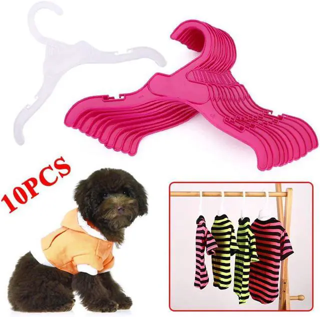 Alt view image 3 of 7 - Pet Clothing Hanger, 10PCS Plastic Anti-Skid Dog Puppy Cat Clothes Clothing Rack for Small Animals (Pink, S