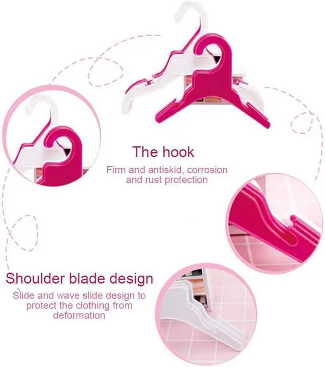 Alt view image 6 of 7 - Pet Clothing Hanger, 10PCS Plastic Anti-Skid Dog Puppy Cat Clothes Clothing Rack for Small Animals (Pink, S