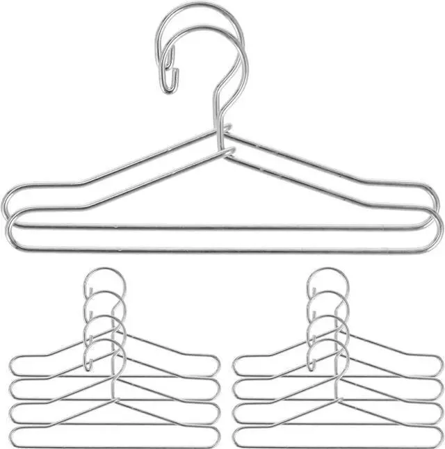 Main image of Toddmomy 10Pcs Metal 1/12 Scale Doll Hangers, Silver Miniature Clothes Rack for 6-inch Action Figures & Tiny Outfits, Wire Garment Organizer for Dollhouse Wardrobe Accessories