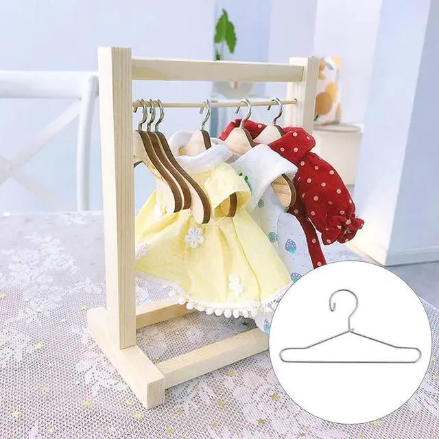 Alt view image 3 of 7 - Toddmomy 10Pcs Metal 1/12 Scale Doll Hangers, Silver Miniature Clothes Rack for 6-inch Action Figures & Tiny Outfits, Wire Garment Organizer for Dollhouse Wardrobe Accessories