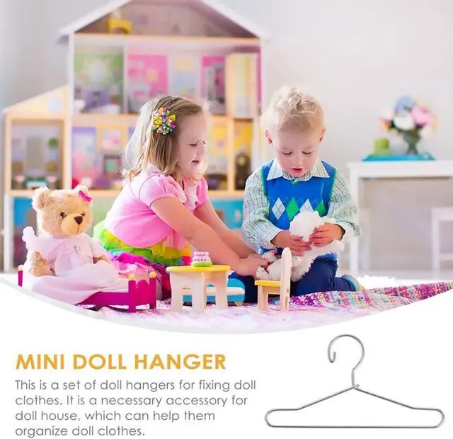 Alt view image 4 of 7 - Toddmomy 10Pcs Metal 1/12 Scale Doll Hangers, Silver Miniature Clothes Rack for 6-inch Action Figures & Tiny Outfits, Wire Garment Organizer for Dollhouse Wardrobe Accessories