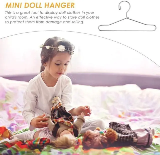 Alt view image 7 of 7 - Toddmomy 10Pcs Metal 1/12 Scale Doll Hangers, Silver Miniature Clothes Rack for 6-inch Action Figures & Tiny Outfits, Wire Garment Organizer for Dollhouse Wardrobe Accessories