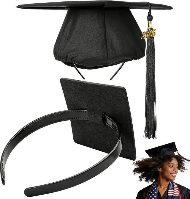 Main image of PUNCHMAN Graduation Cap Headband Insert- Black 1 Pack Firm Anti-fall Hair Band,Graduation Hat Headband Holder for Secure Grad Cap And Hairstyle,Hat Accessories for Graduates,Students,Girls
