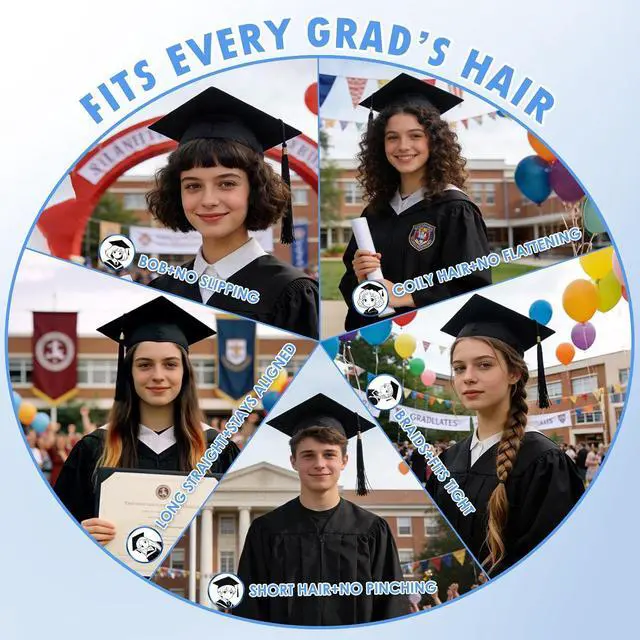 Alt view image 7 of 7 - PUNCHMAN Graduation Cap Headband Insert- Black 1 Pack Firm Anti-fall Hair Band,Graduation Hat Headband Holder for Secure Grad Cap And Hairstyle,Hat Accessories for Graduates,Students,Girls
