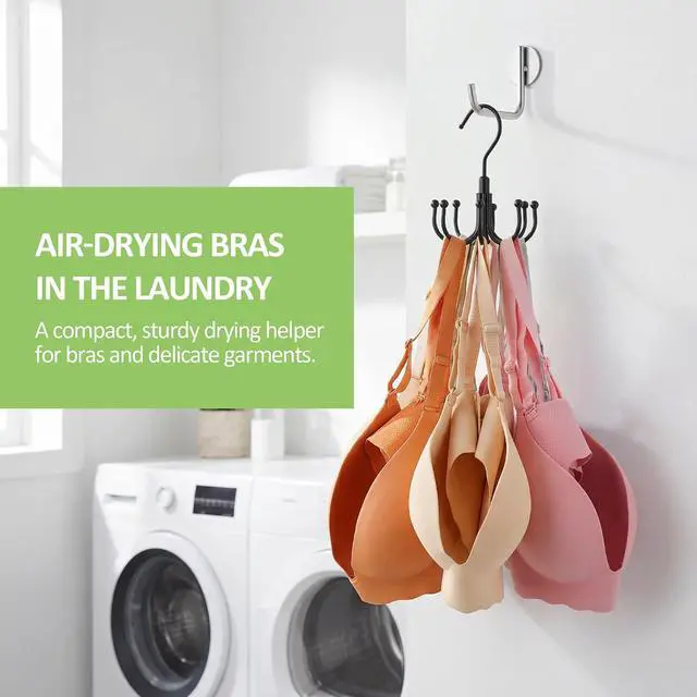 Alt view image 5 of 7 - Tank Top Hanger, Rotating Bra Organizer for Closet, Holds 24 Bras, Black | Sturdy Metal Sports Bras Holder with 8 Hooks, Holds Up to 24 Garments, Hanging Space-Saving Closet Organizer and Storage