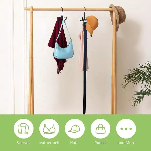 Alt view image 6 of 7 - Tank Top Hanger, Rotating Bra Organizer for Closet, Holds 24 Bras, Black | Sturdy Metal Sports Bras Holder with 8 Hooks, Holds Up to 24 Garments, Hanging Space-Saving Closet Organizer and Storage