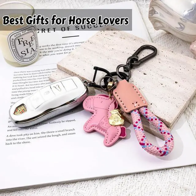 Alt view image 3 of 6 - Horse Keychain Horse Bag Charm Cute Bag Charms for Women Leather Purse Charm for Handbags Birthday Christmas Gift Ideas