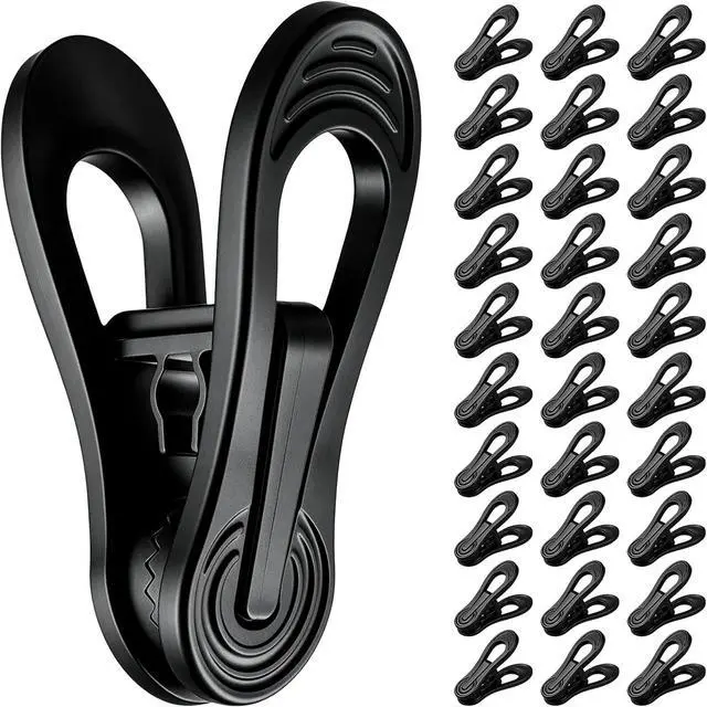 Main image of 30 Pack Hanger Clips for Pants, Skirts, Baby Clothes, Black | 2.6 Inch | Designed for Plastic Hangers | Flexible PP Plastic | Durable for Daily Use | Multi-Purpose Home Organization
