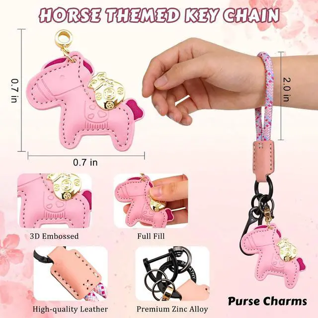 Alt view image 5 of 6 - Horse Keychain Horse Bag Charm Cute Bag Charms for Women Leather Purse Charm for Handbags Birthday Christmas Gift Ideas