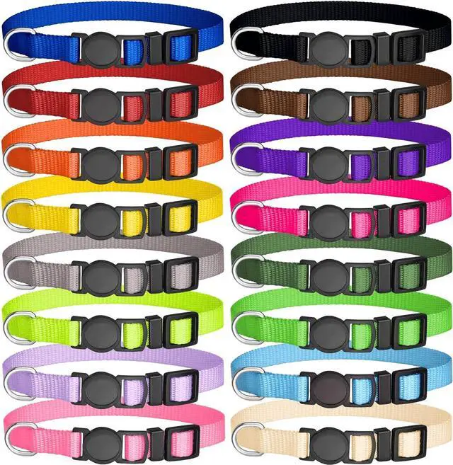 Main image of 16 PCS Puppy Collars, Safety Buckle Collars for Litter Nylon Adjustable Puppy Collars for Small Puppies, Breakaway Whelping Collars Pet Supplies,Stuff,Accessories(S)