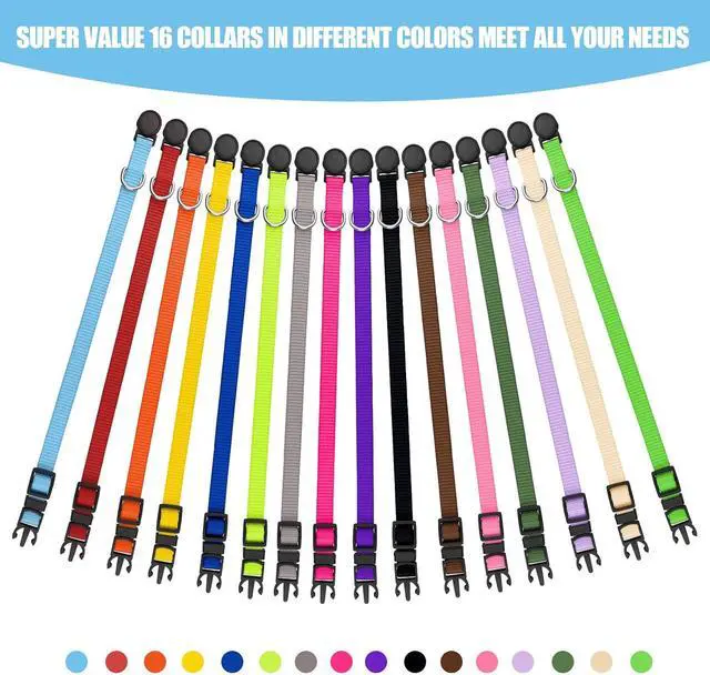 Alt view image 2 of 7 - 16 PCS Puppy Collars, Safety Buckle Collars for Litter Nylon Adjustable Puppy Collars for Small Puppies, Breakaway Whelping Collars Pet Supplies,Stuff,Accessories(S)
