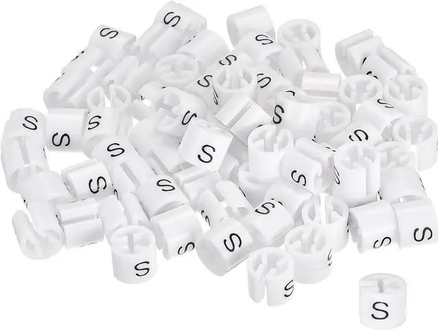 Main image of MECCANIXITY Clothes Hanger Marker S Size Tag Fit 3.5mm Rod White for Garment Clothing Color Coding, Pack of 100