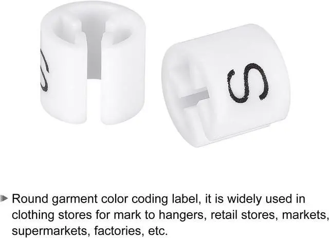 Alt view image 4 of 6 - MECCANIXITY Clothes Hanger Marker S Size Tag Fit 3.5mm Rod White for Garment Clothing Color Coding, Pack of 100