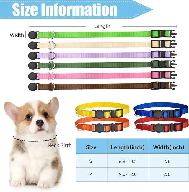 Alt view image 5 of 7 - 16 PCS Puppy Collars, Safety Buckle Collars for Litter Nylon Adjustable Puppy Collars for Small Puppies, Breakaway Whelping Collars Pet Supplies,Stuff,Accessories(S)