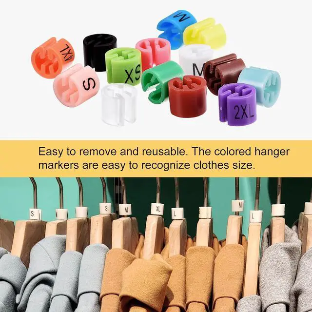 Alt view image 5 of 6 - MECCANIXITY Clothes Hanger Marker S Size Tag Fit 3.5mm Rod White for Garment Clothing Color Coding, Pack of 100