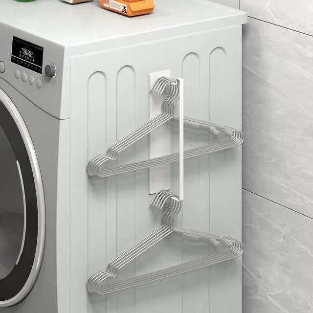 Main image of Magnetic Hanger Organizer, Thipoten Hangers Holder for Washing Machine, Holding up to 30 Velvet/Wire/Plastic Hangers, Perfect Space Saver for Laundry Room (1, White)