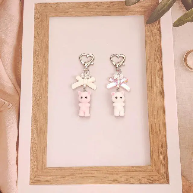 Alt view image 3 of 7 - Cute Pink Keychain,Fuzzy Cat Keychain Aesthetic Y2K KeychainStylish KeychainsAccessories
