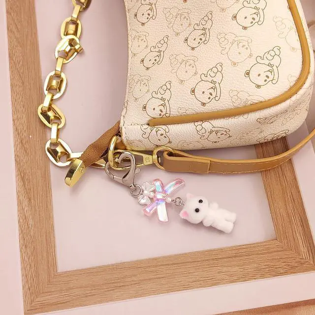 Alt view image 4 of 7 - Cute Pink Keychain,Fuzzy Cat Keychain Aesthetic Y2K KeychainStylish KeychainsAccessories