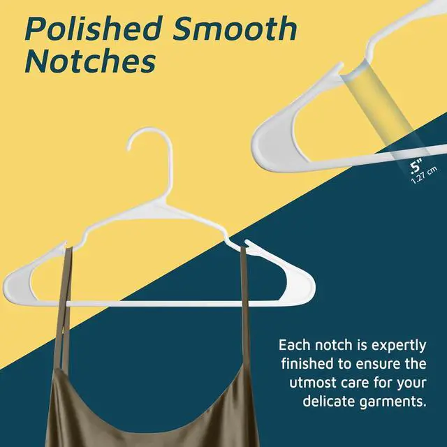 Alt view image 7 of 7 - Lifemaster Plastic Clothes Hangers Heavy Duty Hanger Set, for Organizing Clothes, Dresses, and Coat, Holds Up to 5 lbs, Space-Saving Hangers with Non-Slip Shoulder Grooves, Pack of 10, White
