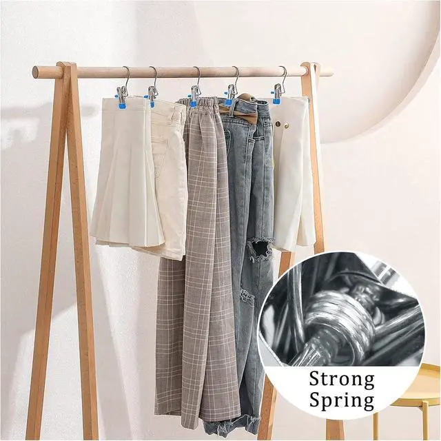 Alt view image 7 of 7 - FuninCrea Laundry Hooks Clip, 5 Pcs Stainless Steel Anti-Slip Boot Laundry Hanger Clips Portable Heavy Duty Multi-Functional Single Hanging Clothes Clips for for Scarf, Gloves, Shoes, Socks (Blue)